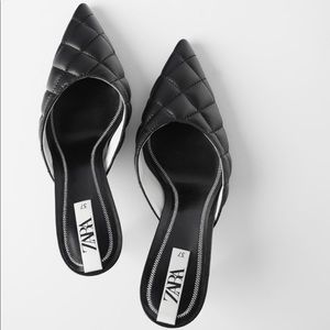 Zara quilted heeled mules